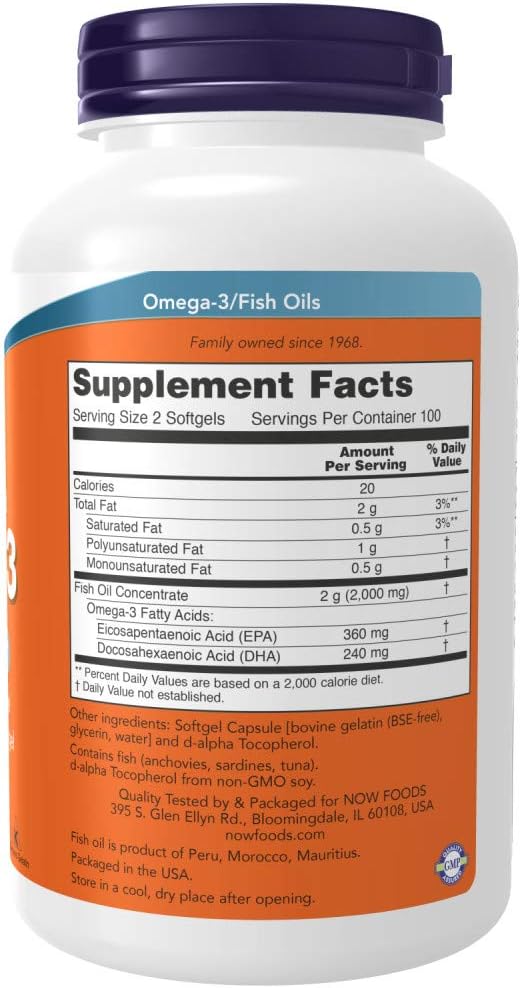 Now Foods Omega-3 Fish Oil 100 Soft gels